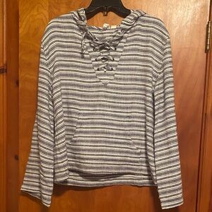 Roxy Navy and White Lace-Up Sweatshirt